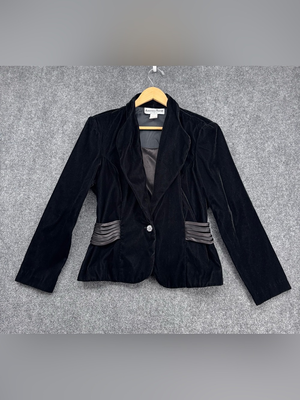 VTG Another Thyme Black Velvet Whimsigoth Indie Sleaze Steampunk Tuxedo Blazer M